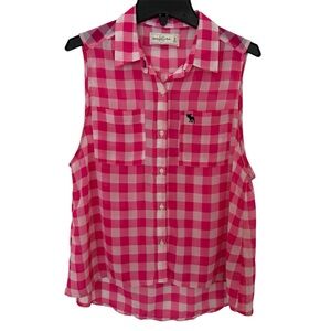 Abercrombie & Fitch pink plaid sheer sleeveless top XS
